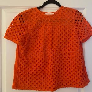 Tory Burch orange eyelet top